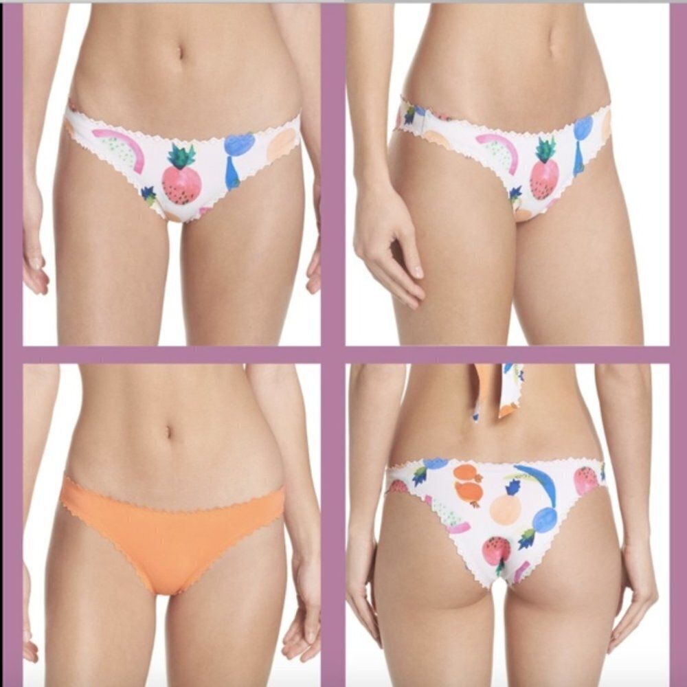 PilyQ Copacabana Fruit Reversible Zig Zag Bikini Bottom Sz. S NEW